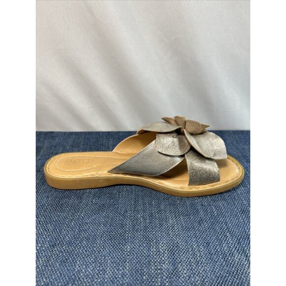 BOC Born Womens 6 Kaisa Flower Leather Slide Sandal Metallic Champagne - Picture 6 of 14